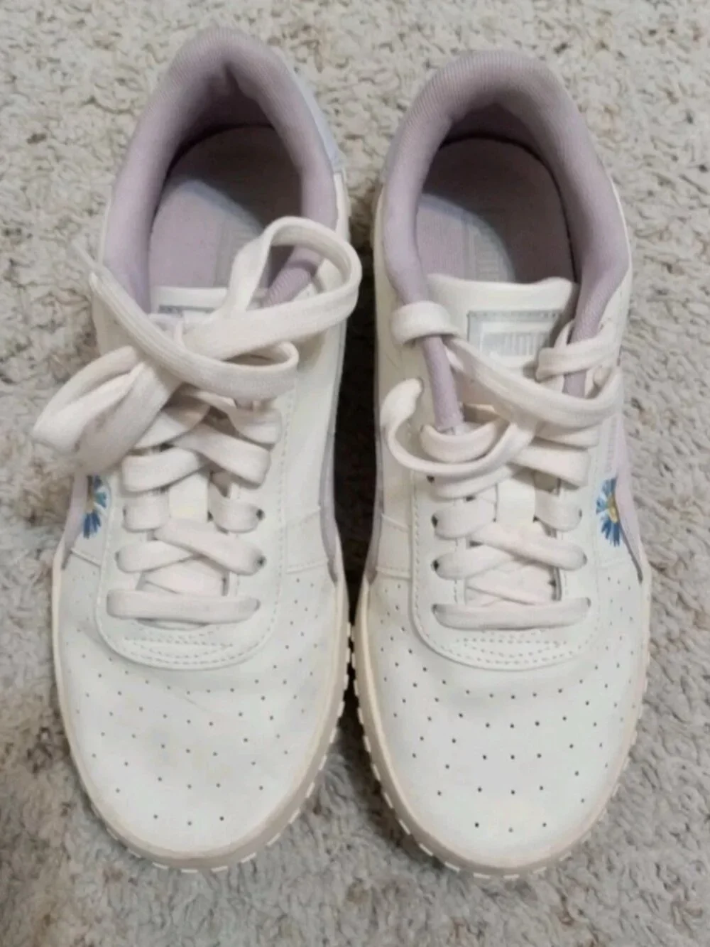 PUMA Cali Embroidered Lace Up Women's 7 White Sneakers Shoes 394910-01